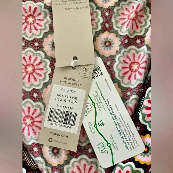 Boden Women’s Jersey Faux Wrap Dress 60’s Floral Print NWT SZ 10 - Picture 3 of 10